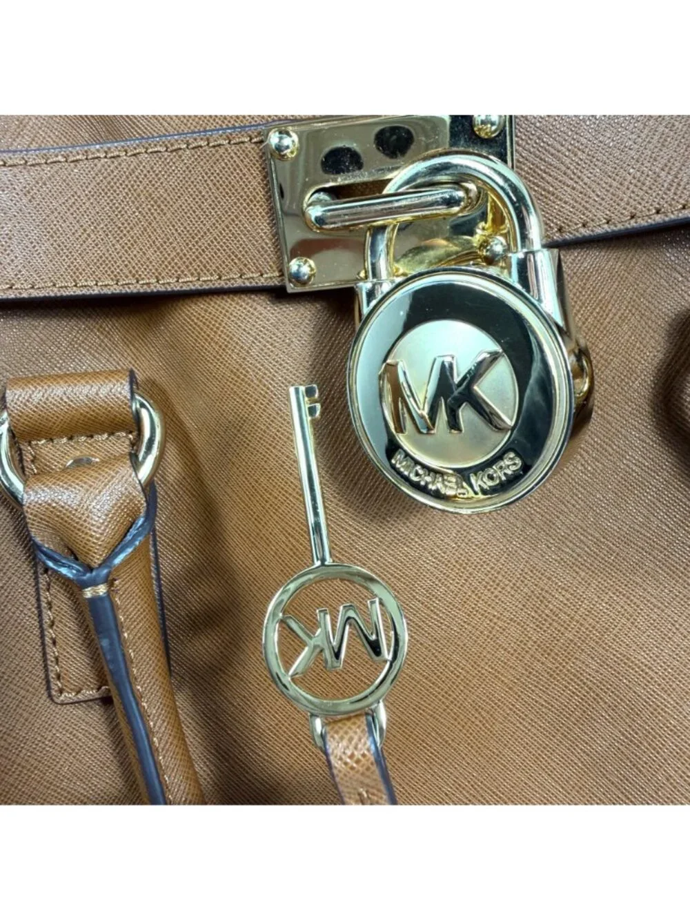 Michael Kors Hamilton Large North South Tote in Brown Saffiano Leather